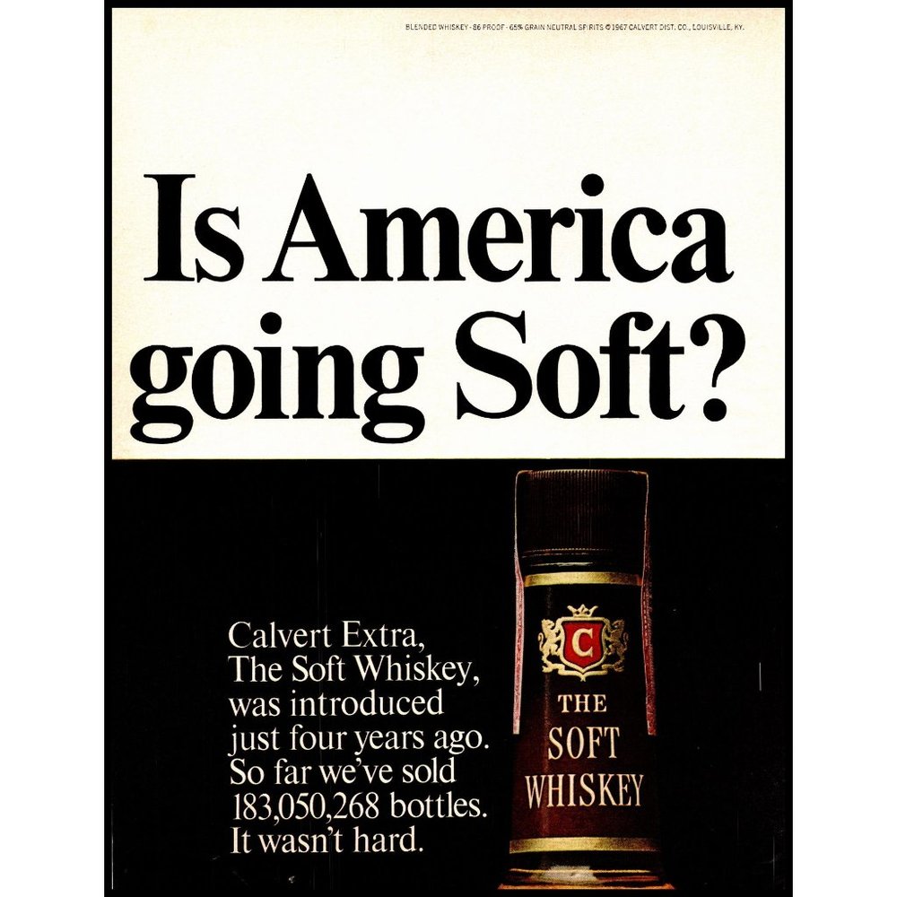 1967 Calvert Extra The Soft Whiskey Vintage Print Ad Man Cave Bar Wall Art